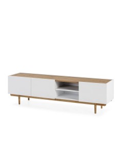 MUEBLE TV NÓRDICO ERIKA 180 x 42, lacado Blanco y Roble