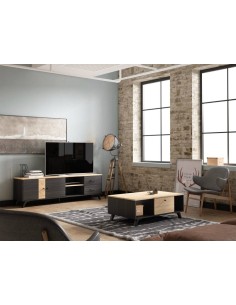 MUEBLE DE TV TEXAS 180 x 40 cm, BOCAMINA/NATURAL. 2