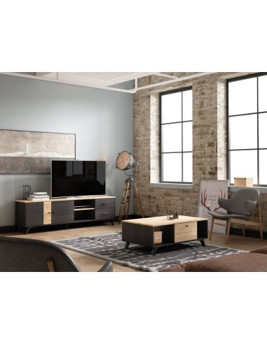 MUEBLE DE TV TEXAS 180 x 40 cm, BOCAMINA/NATURAL.