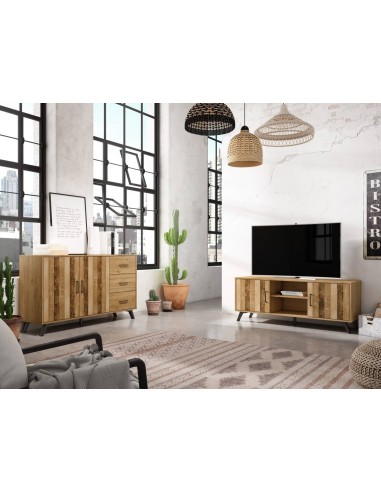 MUEBLE TV NORDIC 136 x 40 cm, NATURAL/SERIGRAFIA.