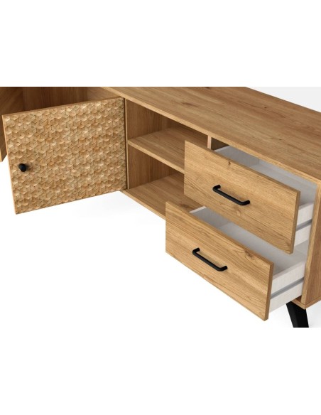 MUEBLE TV MALACA 180 x 40 cm. NATURAL/SERIGRAFIA.