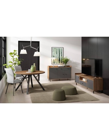 MUEBLE TV MALTA 180 x 40 cm, NOGAL SABI / PIZARRA.