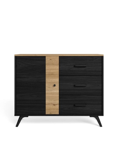 APARADOR ALTO TEXAS 92 X 81 CM, BOCAMINA/NATURAL, 1 PUERTAS Y 3 CAJONES.