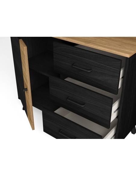 APARADOR ALTO TEXAS 92,1 X 81 CM, BOCAMINA/NATURAL,1 PORTA Y 3 GAVETAS.