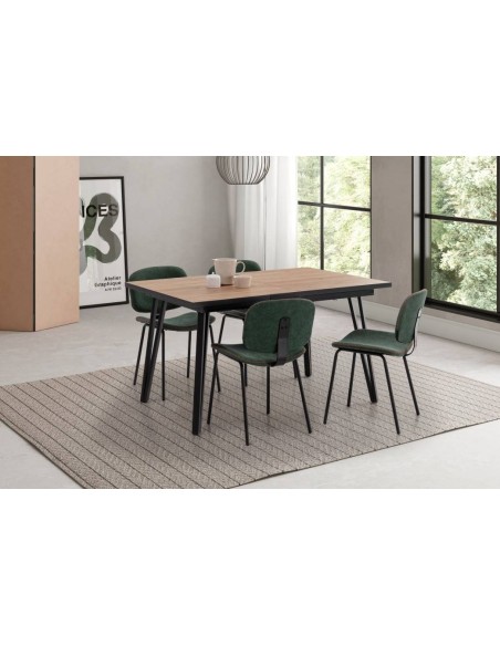 MESA EXTENDÍVEL CLEO 140/180 x 90. NATURAL con BORDO BOCAMINA.