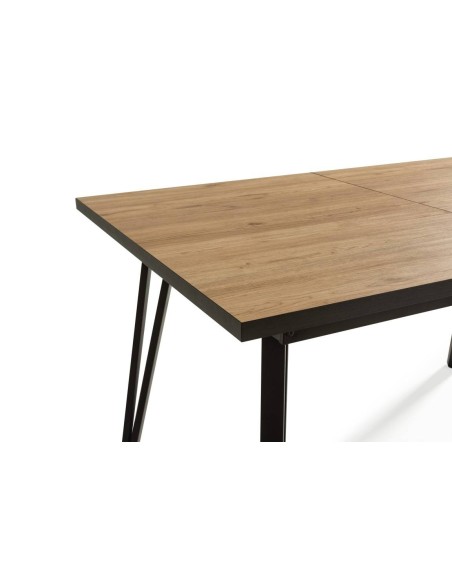 MESA EXTENSIBLE CLEO 140/180 x 90, NATURAL con CANTO BOCAMINA.