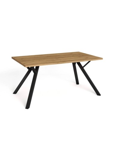 MESA COMEDOR PAOLA 160X90. NATURAL y patas METAL NEGRO.