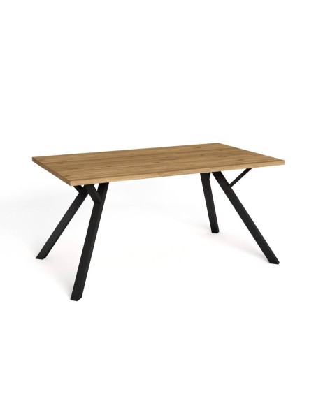 MESA COMEDOR PAOLA 160X90. NATURAL y patas METAL NEGRO.