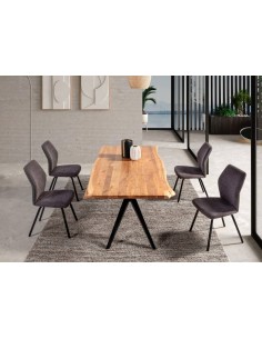 MESA DE COMEDOR MUDRI 200 x 100, ACACIA y PATA METAL NEGRO. 2