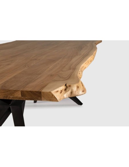 MESA DE JANTAR MUDRI 200 x 100, PERNA METAL PRETO e ACÁCIA.