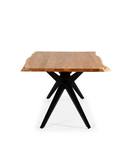 MESA DE JANTAR MUDRI 200 x 100, PERNA METAL PRETO e ACÁCIA.