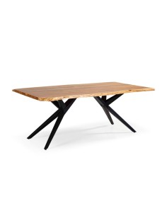MESA DE COMEDOR MUDRI 200 x 100, ACACIA y PATA METAL NEGRO.