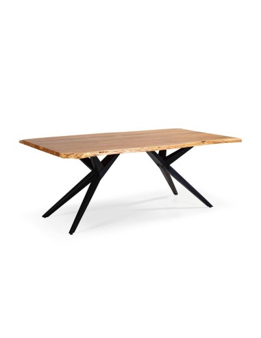 MESA DE COMEDOR MUDRI 200 x 100, ACACIA y PATA METAL NEGRO.