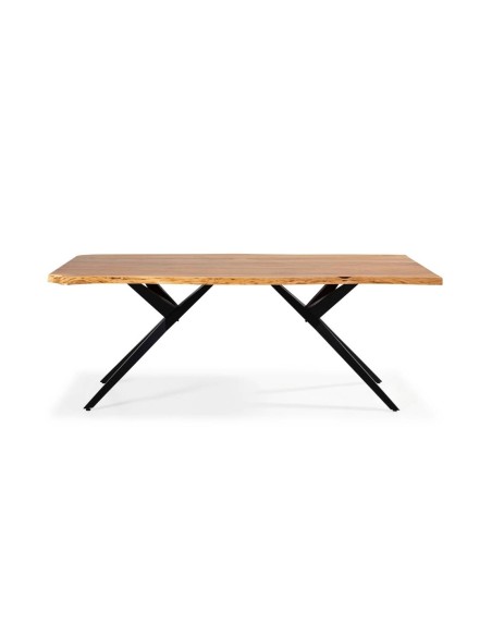 MESA DE JANTAR MUDRI 200 x 100, PERNA METAL PRETO e ACÁCIA.