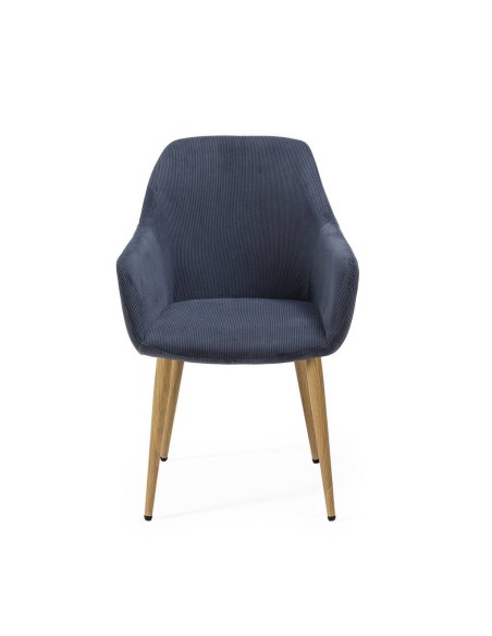 Silla con brazos DUNE, tejido pana y patas metalicas.