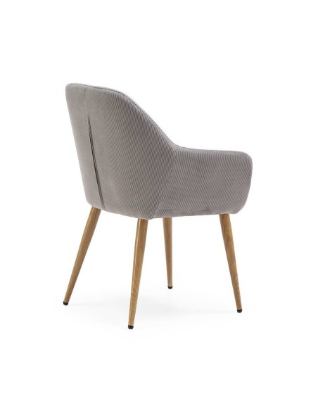 Silla con brazos DUNE, tejido pana y patas metalicas.