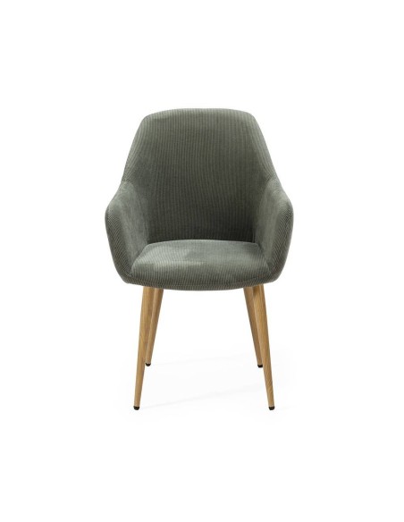 Silla con brazos DUNE, tejido pana y patas metalicas.