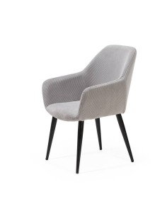 Silla con brazos DUNE, tejido pana y patas metalicas negras.