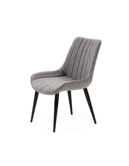 Silla de comedor GYM, polipiel patas metálicas en negro.