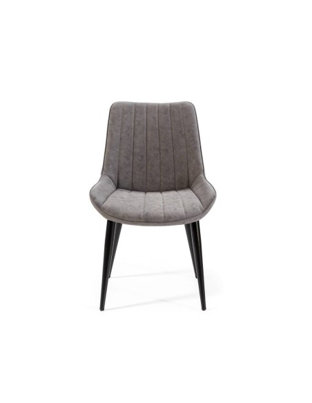 Silla de comedor GYM, polipiel patas metálicas en negro.