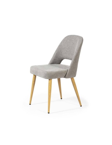 Silla de comedor en tejido combinado MOCCIA, patas metálicas simil madera