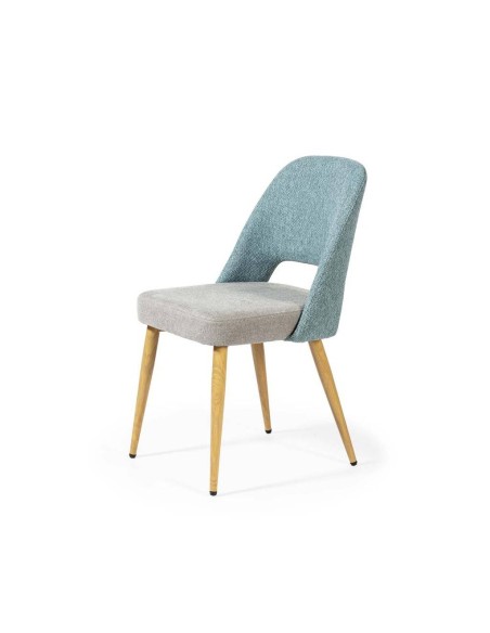 Silla de comedor en tejido combinado MOCCIA, patas metálicas simil madera