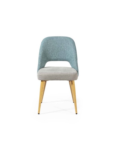 Silla de comedor en tejido combinado MOCCIA, patas metálicas simil madera