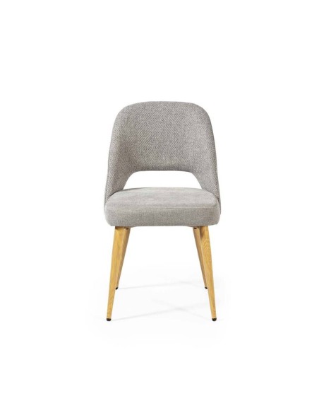Silla de comedor en tejido combinado MOCCIA, patas metálicas simil madera