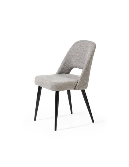 Silla de comedor en tejido combinado MOCCIA, patas metálicas en negro.