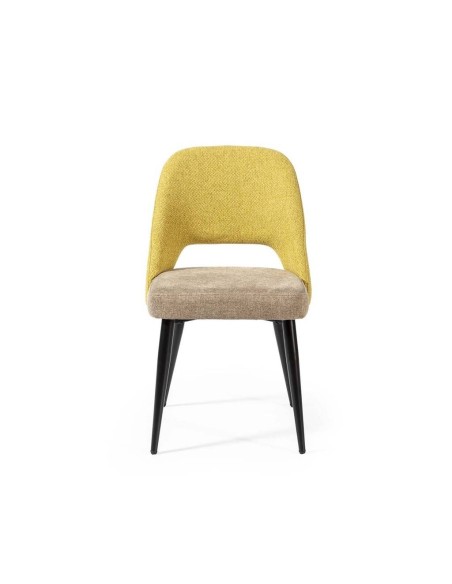 Silla de comedor en tejido combinado MOCCIA, patas metálicas en negro.