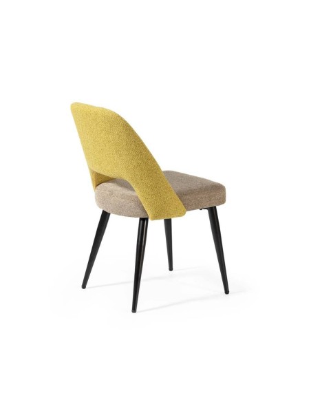 Cadeira de jantar MOCCIA em tecido combinado, pernas em metal cor preto.