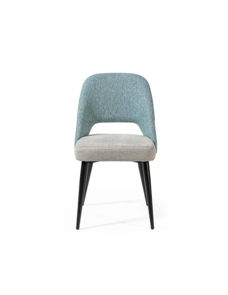 Silla de comedor en tejido combinado MOCCIA, patas metálicas en negro.