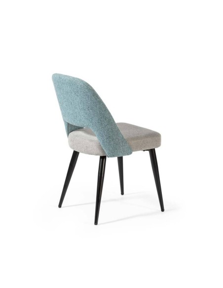 Silla de comedor en tejido combinado MOCCIA, patas metálicas en negro.