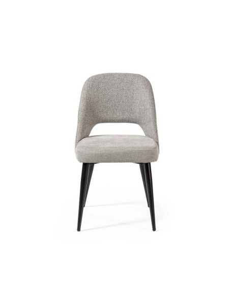 Silla de comedor en tejido combinado MOCCIA, patas metálicas en negro.