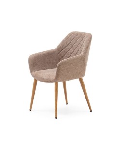 Silla de comedor con brazos NINA, tela y patas de metal...