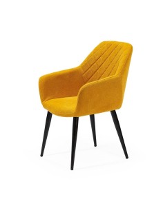 Silla de comedor con brazos NINA, tela y patas de metal...