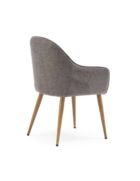 Silla de comedor con brazos ASLAD tejido combinado, patas metálicas roble