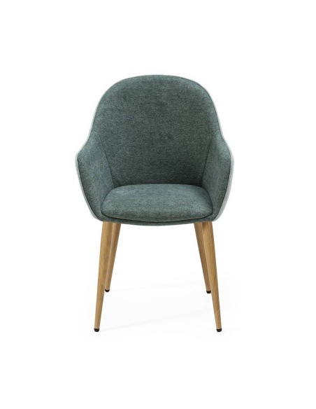 Silla de comedor con brazos ASLAD tejido combinado, patas metálicas roble