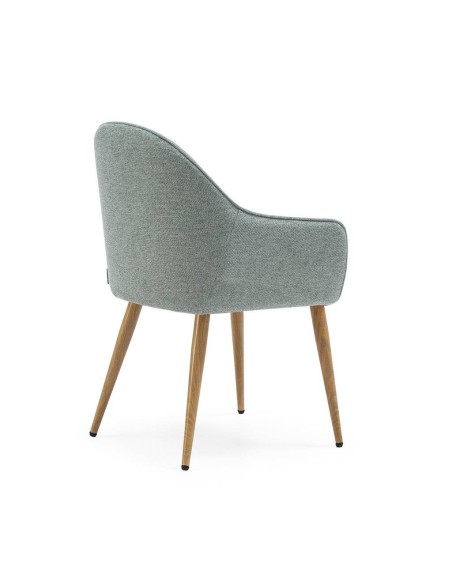 Silla de comedor con brazos ASLAD tejido combinado, patas metálicas roble