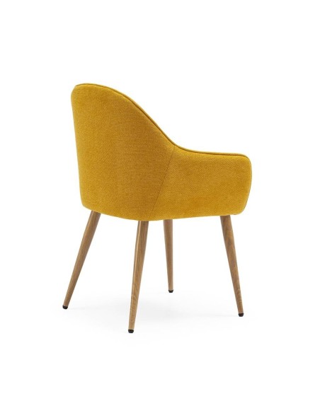Silla de comedor con brazos ASLAD tejido combinado, patas metálicas roble