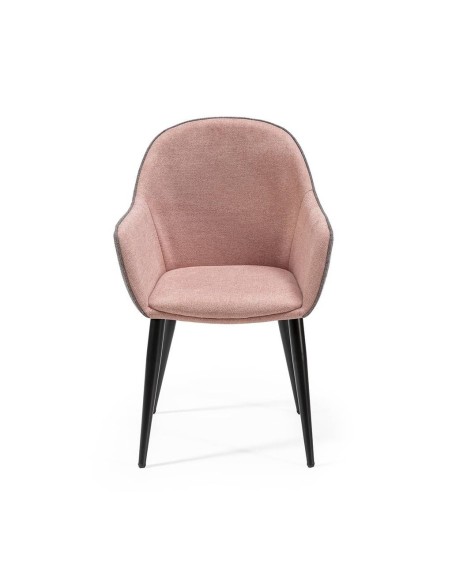 Silla de comedor con brazos ASLAD tejido combinado, patas metálicas en negro.