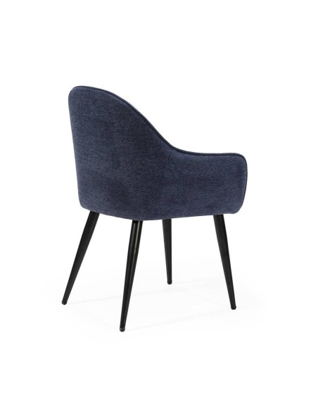 Silla de comedor con brazos ASLAD tejido combinado, patas metálicas en negro.