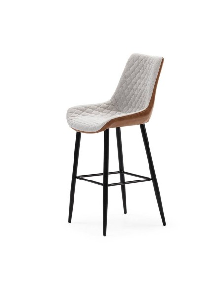 Banco SAIDI combinado em tecido e couro sintético, pernas de metal.