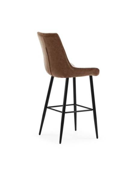 Taburete SAIDI combinado en tejido y polipiel, patas metálicas.