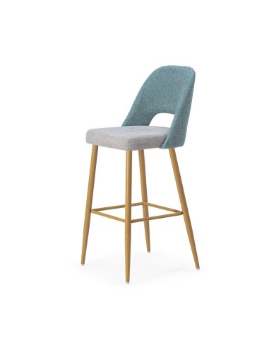 Taburete en tejido combinado MOCCIA, patas metálicas simil madera.