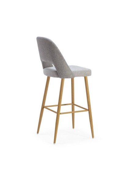 Taburete en tejido combinado MOCCIA, patas metálicas simil madera.