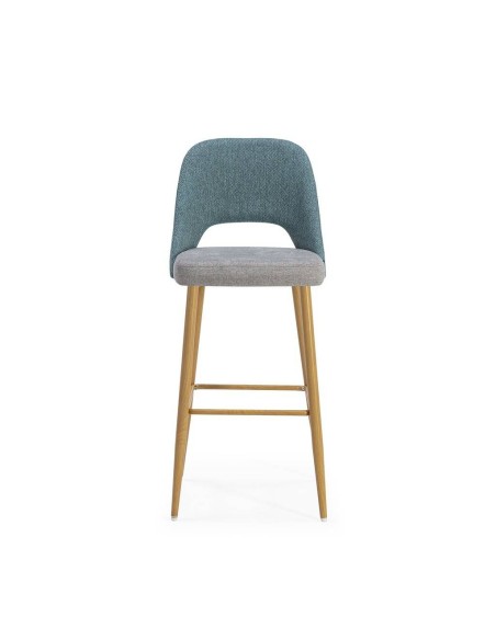 Taburete en tejido combinado MOCCIA, patas metálicas simil madera.