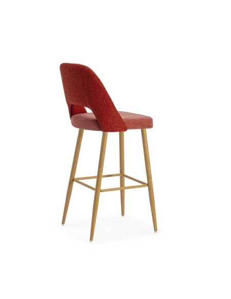 Taburete en tejido combinado MOCCIA, patas metálicas simil madera.