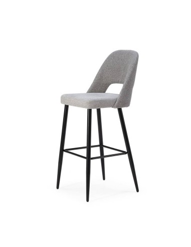 Taburete en tejido combinado MOCCIA, patas metálicas en negro.