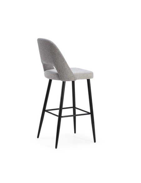 Taburete en tejido combinado MOCCIA, patas metálicas en negro.